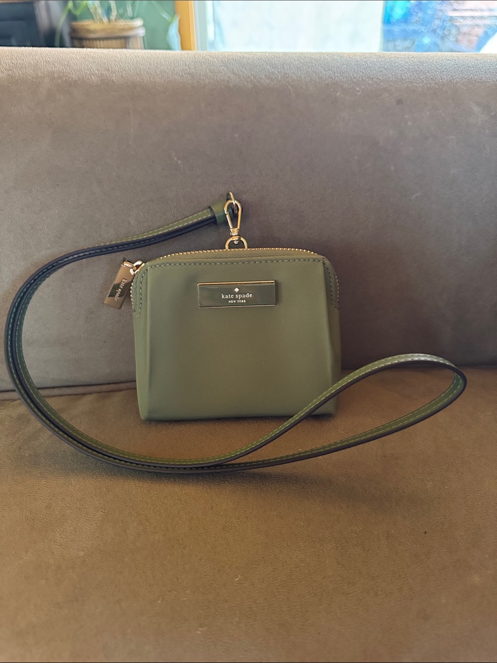 kate spade Olive Green Mini Wristlet Crossbody NWT